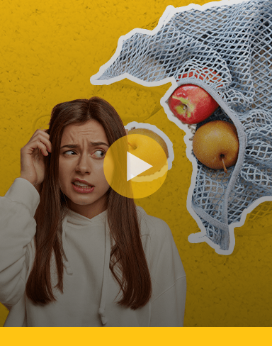 Girl drops fruit